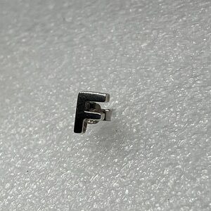 Vintage 925 Sterling Silver Letter F Stud Earring w Butterfly Backing